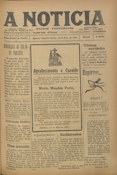 Capa de um dos jornais.
