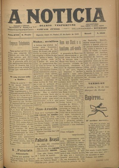 Capa de um dos jornais.