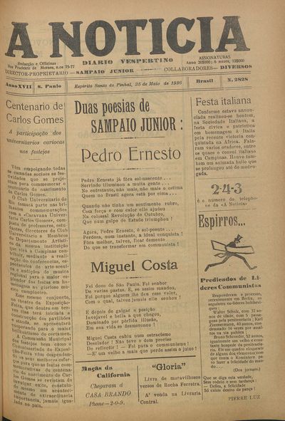 Capa de um dos jornais.