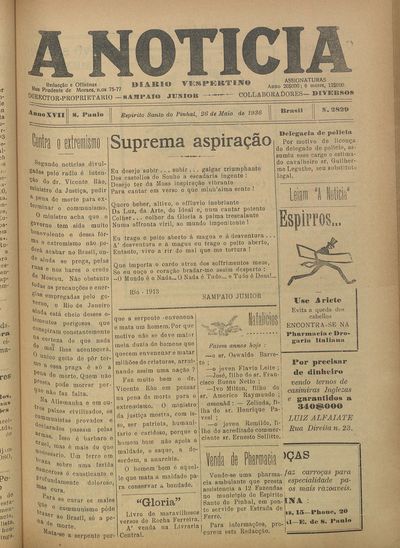 Capa de um dos jornais.