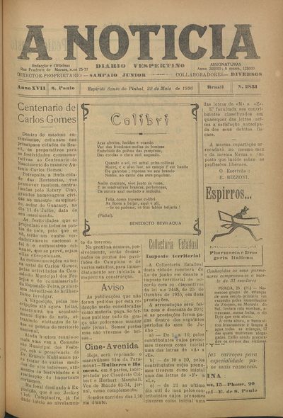 Capa de um dos jornais.