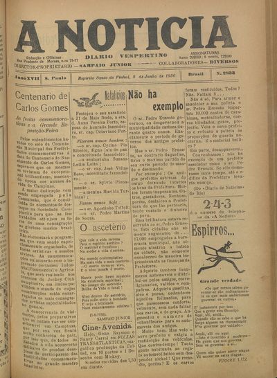 Capa de um dos jornais.