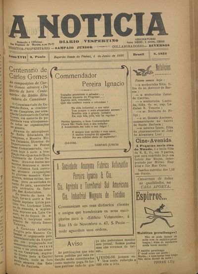 Capa de um dos jornais.