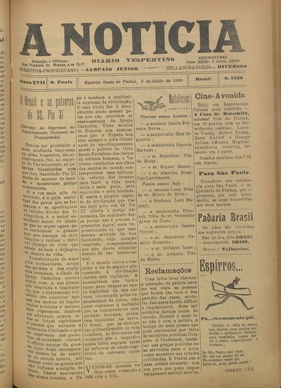 Capa de um dos jornais.