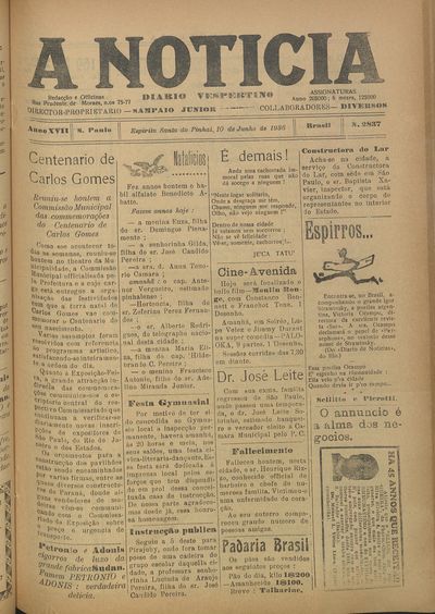 Capa de um dos jornais.