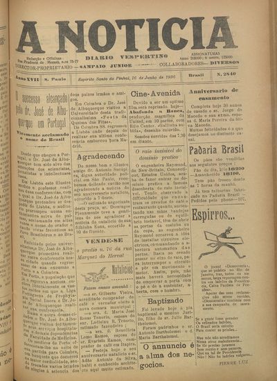 Capa de um dos jornais.