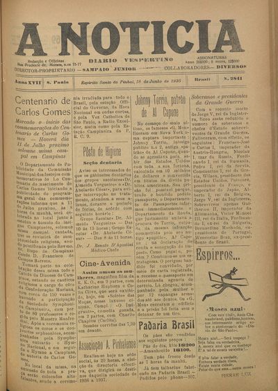 Capa de um dos jornais.