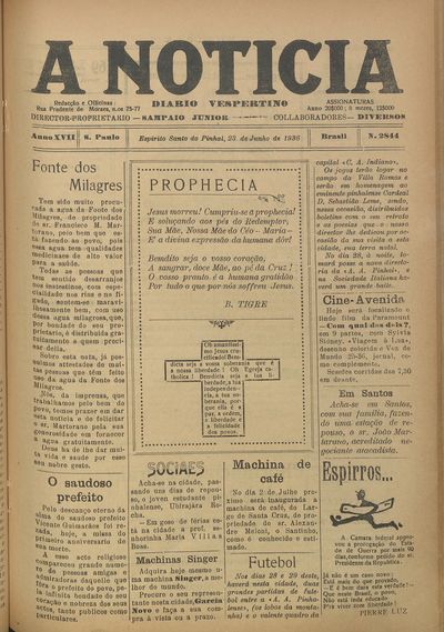 Capa de um dos jornais.