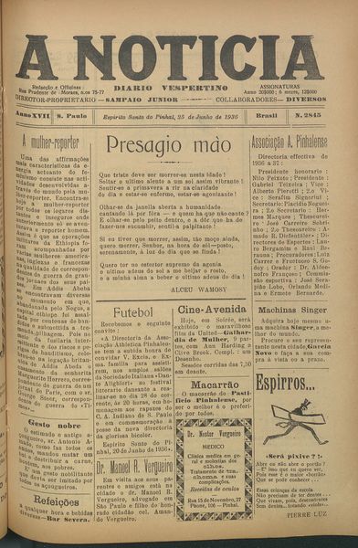 Capa de um dos jornais.