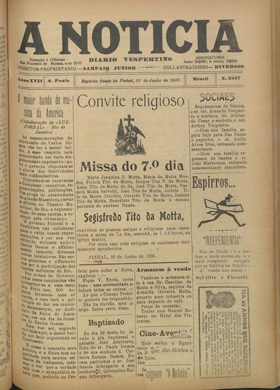 Capa de um dos jornais.