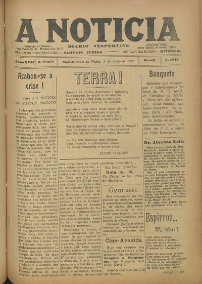 Capa de um dos jornais.