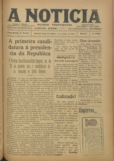 Capa de um dos jornais.