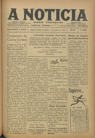 Capa de um dos jornais.