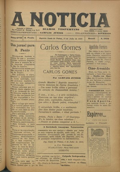 Capa de um dos jornais.