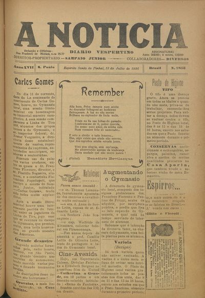 Capa de um dos jornais.