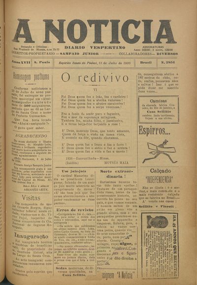 Capa de um dos jornais.