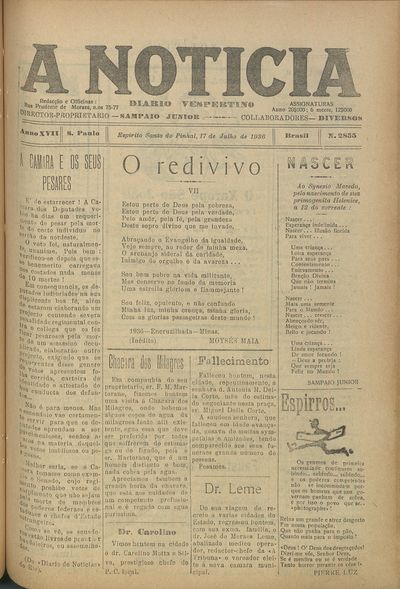 Capa de um dos jornais.