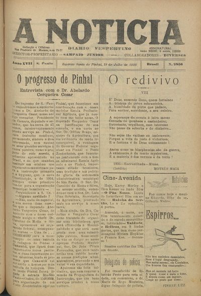 Capa de um dos jornais.