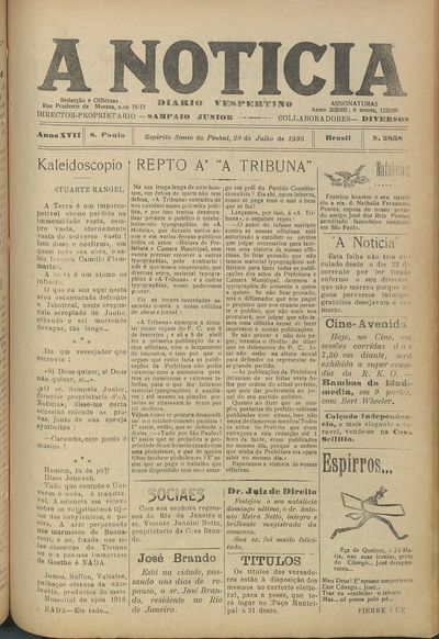Capa de um dos jornais.