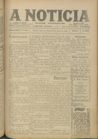 Capa de um dos jornais.