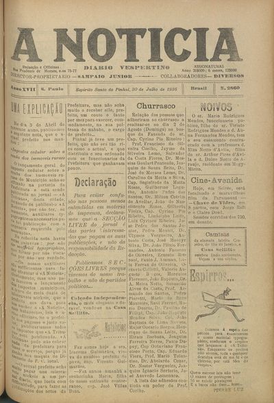 Capa de um dos jornais.