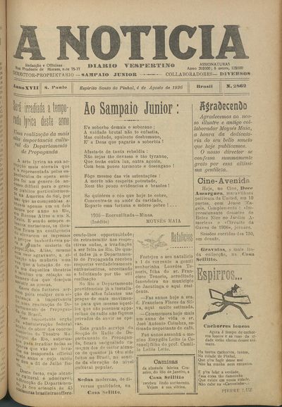 Capa de um dos jornais.