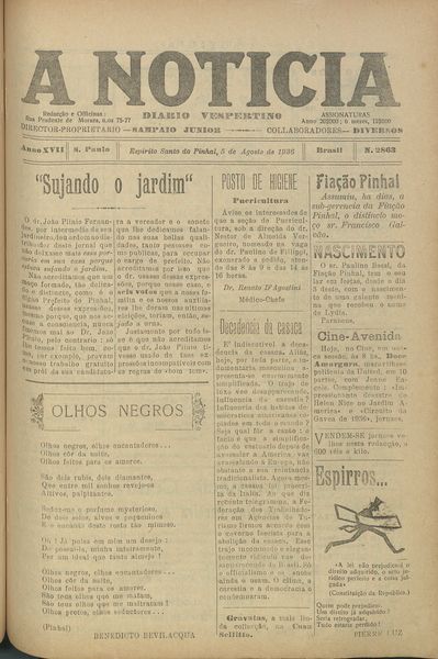 Capa de um dos jornais.