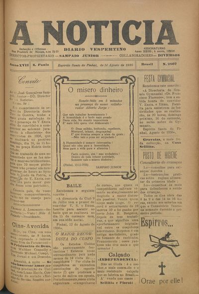 Capa de um dos jornais.