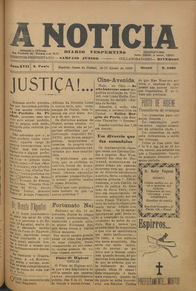 Capa de um dos jornais.