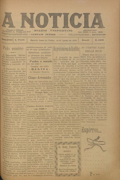 Capa de um dos jornais.
