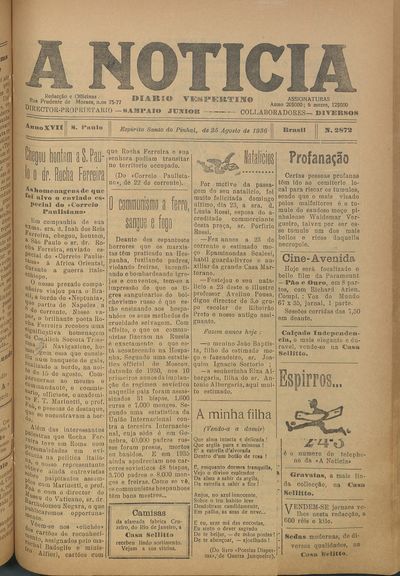 Capa de um dos jornais.