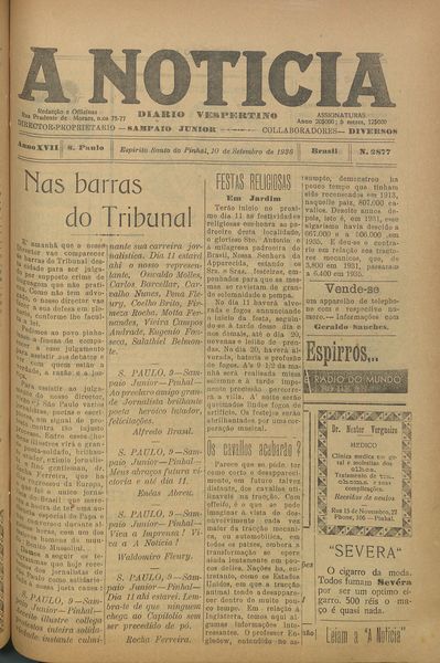 Capa de um dos jornais.
