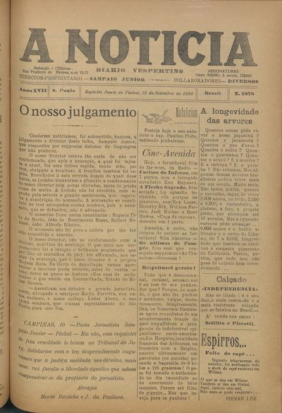Capa de um dos jornais.