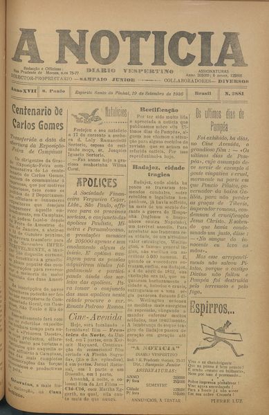 Capa de um dos jornais.