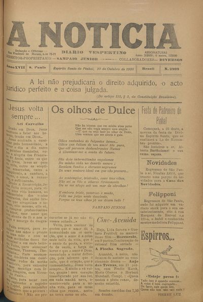 Capa de um dos jornais.