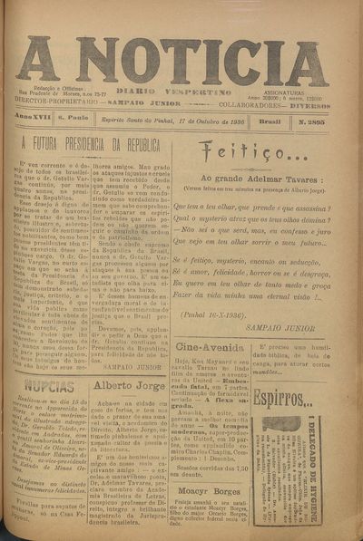 Capa de um dos jornais.