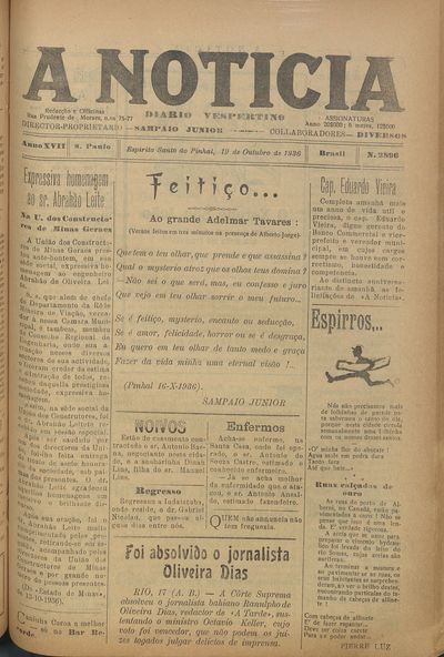 Capa de um dos jornais.