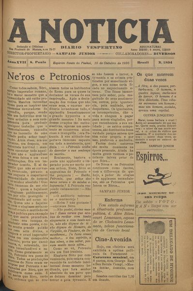 Capa de um dos jornais.