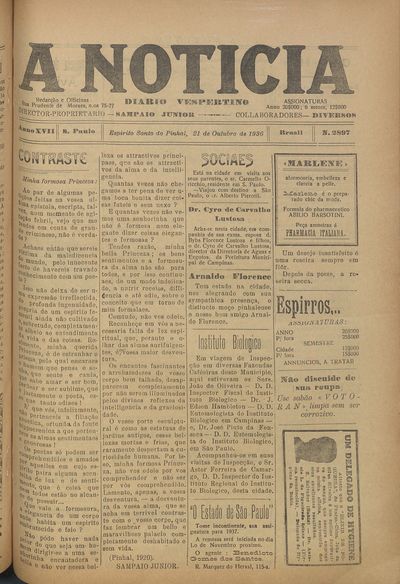 Capa de um dos jornais.