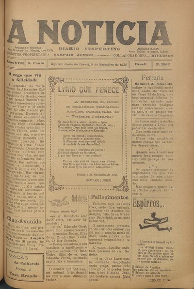 Capa de um dos jornais.
