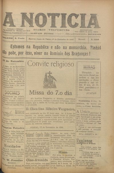 Capa de um dos jornais.