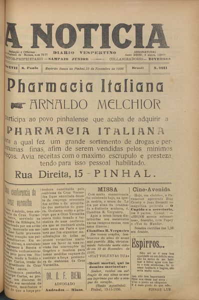Capa de um dos jornais.