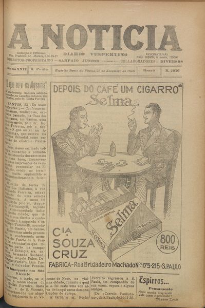 Capa de um dos jornais.