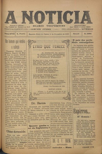 Capa de um dos jornais.