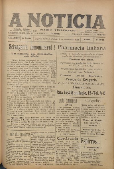 Capa de um dos jornais.