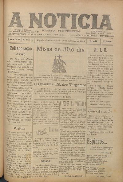 Capa de um dos jornais.