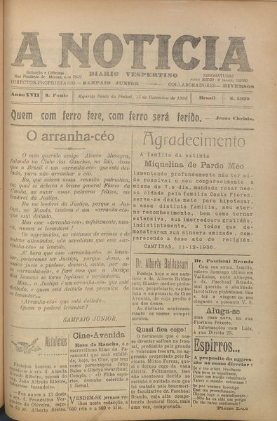 Capa de um dos jornais.