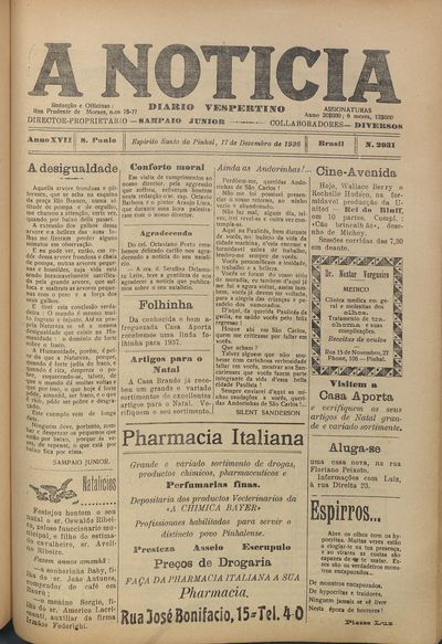 Capa de um dos jornais.