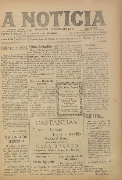 Capa de um dos jornais.