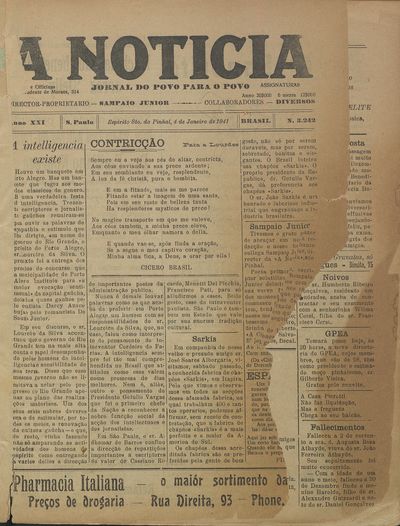 Capa de um dos jornais.